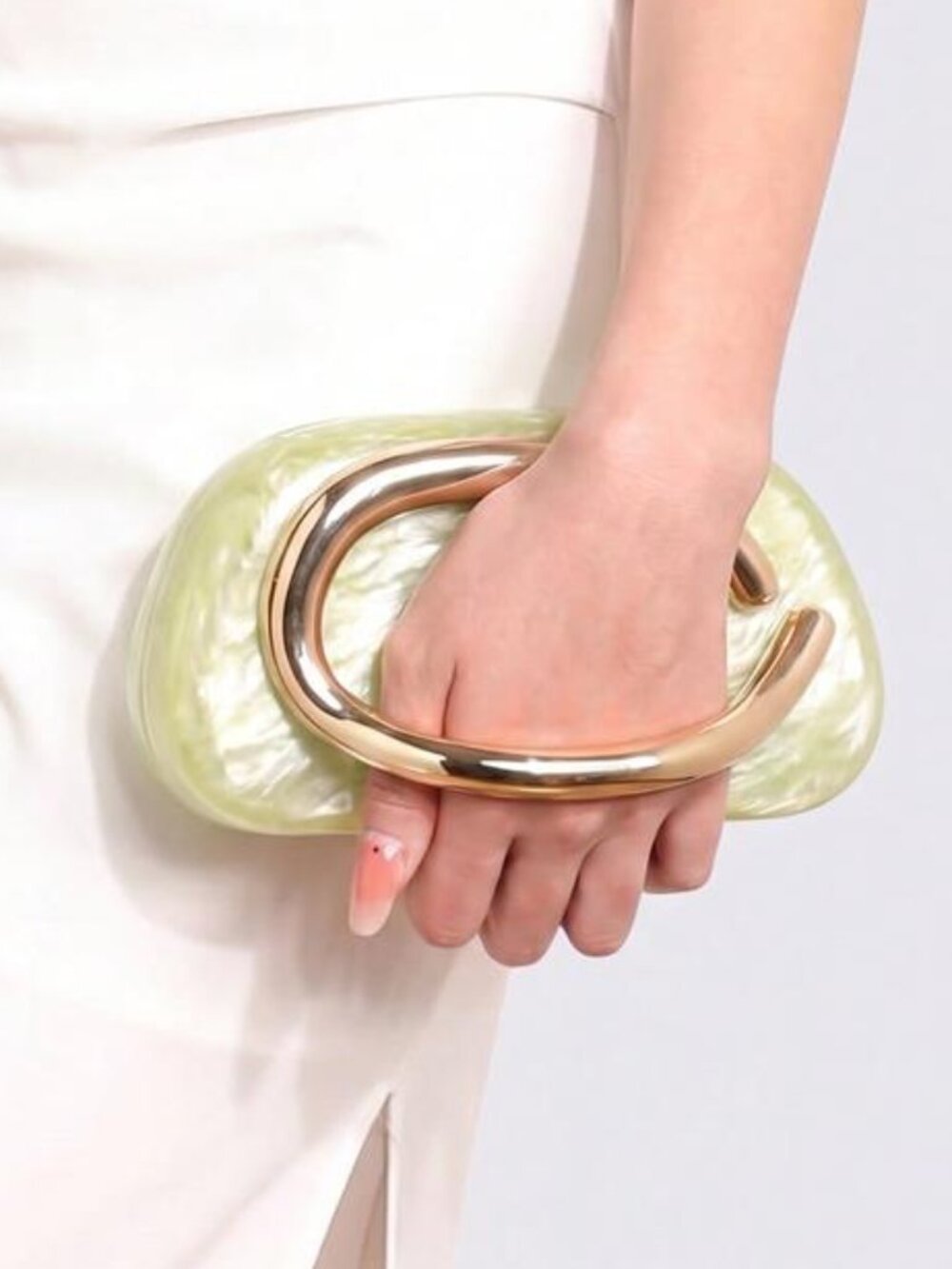 Elegant Pale Green Marbling Acrylic Clutch Purse, Evening Wedding Handbags